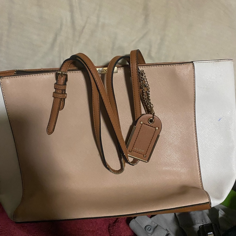 Aldo large tote white and tan